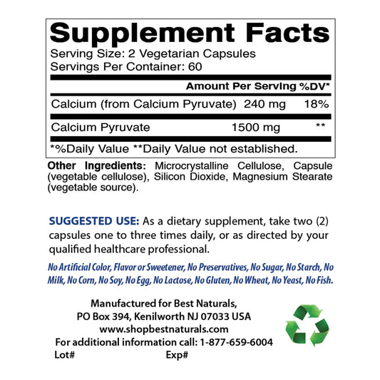 2 Pack Calcium Pyruvate 750 Mg 120 Capsules